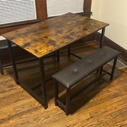 BEAUTIFUL hardwood Table And Bench Set