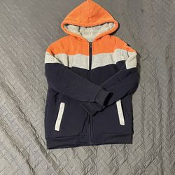 SHEIN Kids Orange and Navy Hooded Jacket