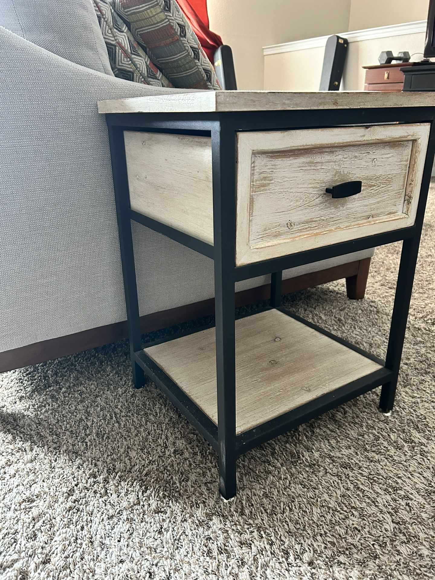 Wood End Table With Drawer