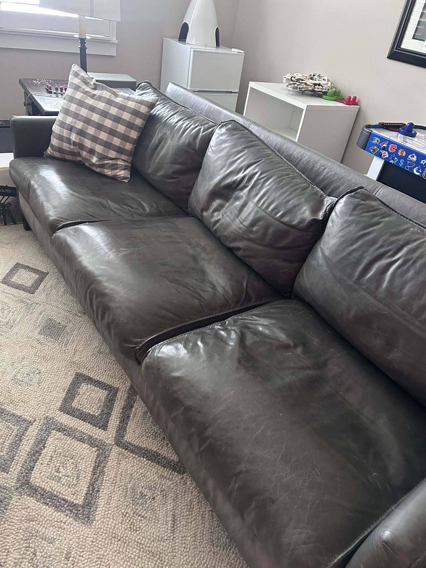 Room & Board 88” Bram Sofa Grey Leather