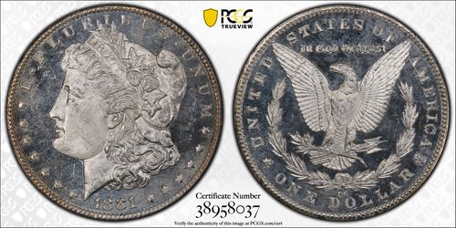 1881 CC PCGS/MS63DMPL/CAC Morgan Silver Dollar
