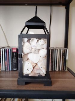 Black Metal Lantern With Sea Shells