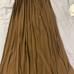 Long Brown Ruffled Skirt