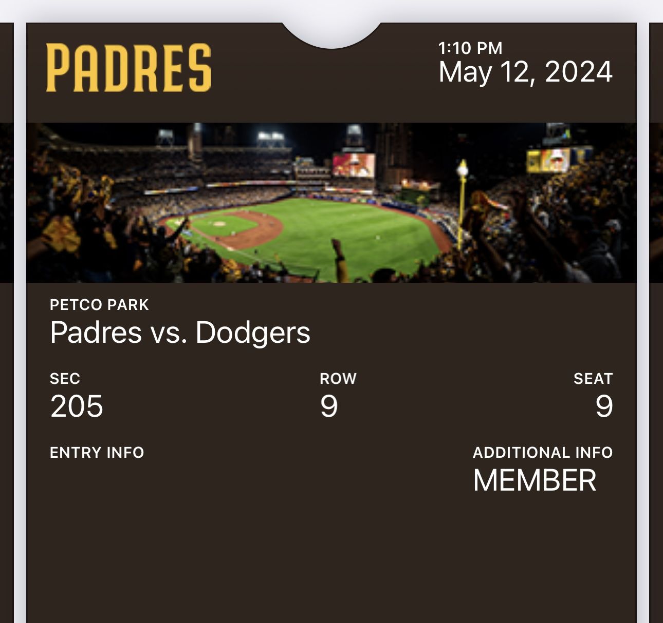 2 Tickets Padres vs Dodgers