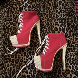 ZiGi Girl Red Lace-Up High Heel Boots - Women’s Size 10