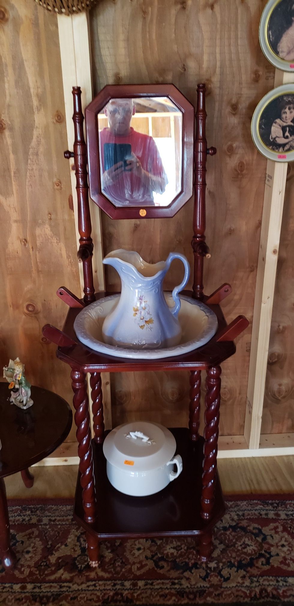 Wash stand with bowl and pitcher set