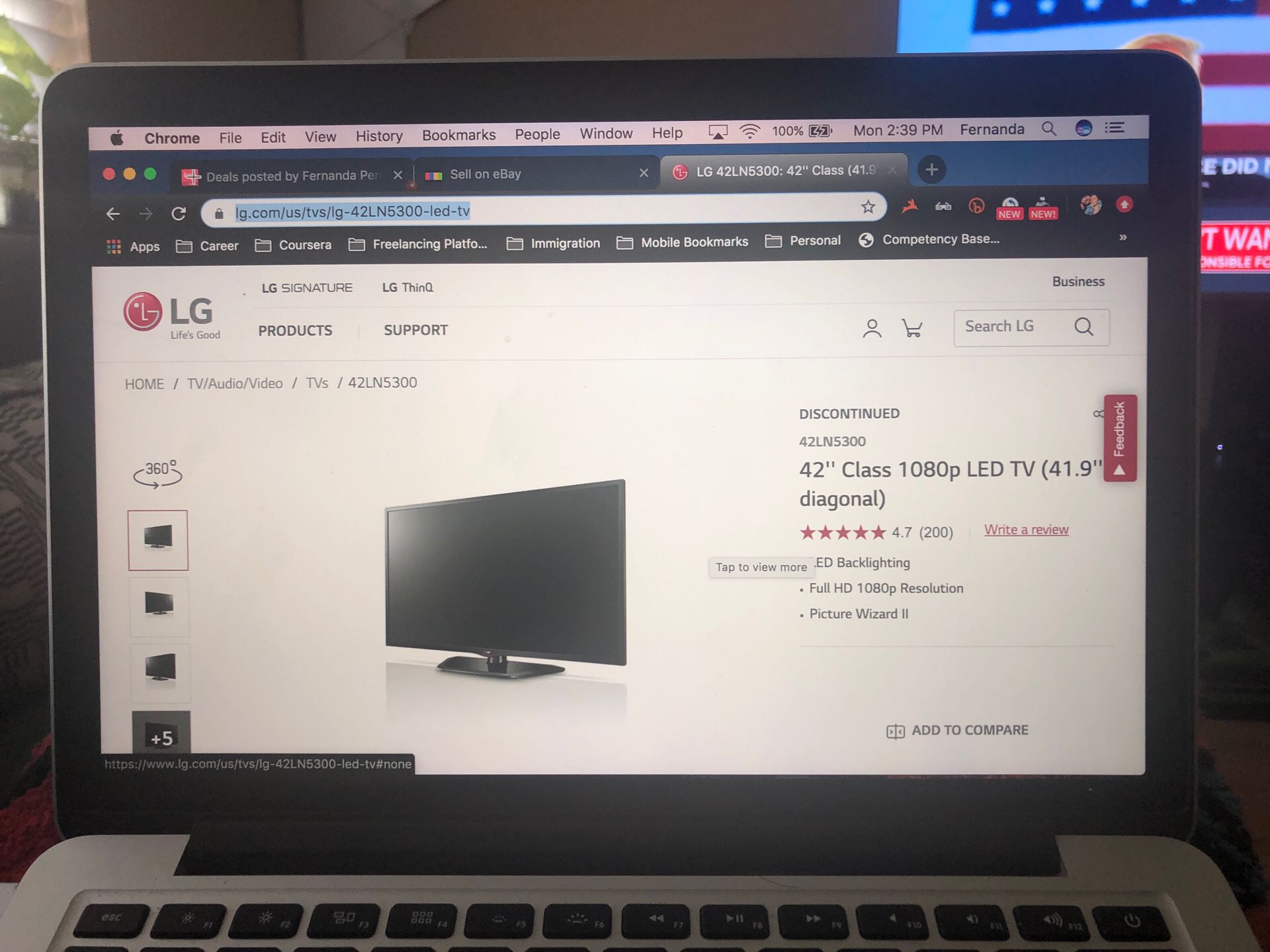 42” LG LED 1080p with Remote