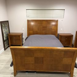 Queen Bed 6 pieces Solid Wood Bedroom Furniture Set Dresser