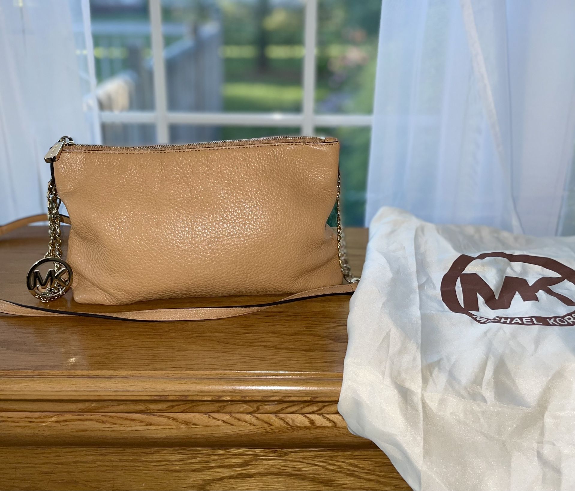 Michael Kors Brown Gold Leather Shoulder Bag