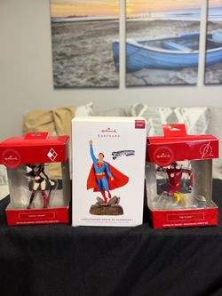 Hallmark Keepsake Superman, The Flash, Harley Quinn and Shazam Christmas Ornaments (DC Universe.)