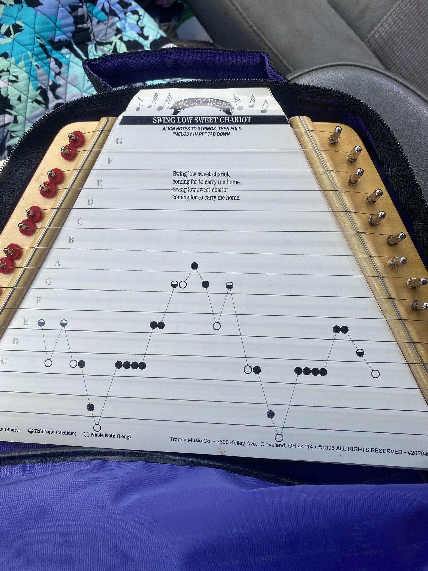 HearthSong 15-String Lap Harp with Zippered Xtra String and Case.