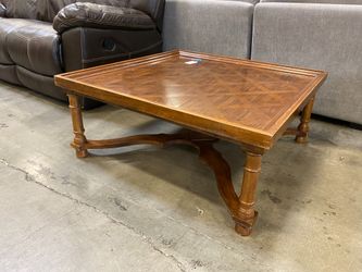 Large Square Parquet Inlayed Coffee Table