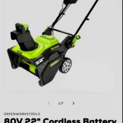 Greenworks 80 volt Snowblower, NEW Out Of Box. TOOL ONLY