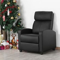 Recliner Arm chair Single Padded Seat PU Leather Sofa Lounge Home Living Room Theater Seating W/Adjustable Leg Rest and Reclining Functions