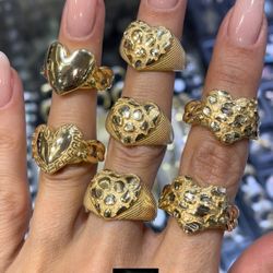 14K Nugget Hearts Ring  