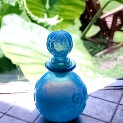 Vintage Avon Bottle- Opaline- Milk Glass Blue Glass 
