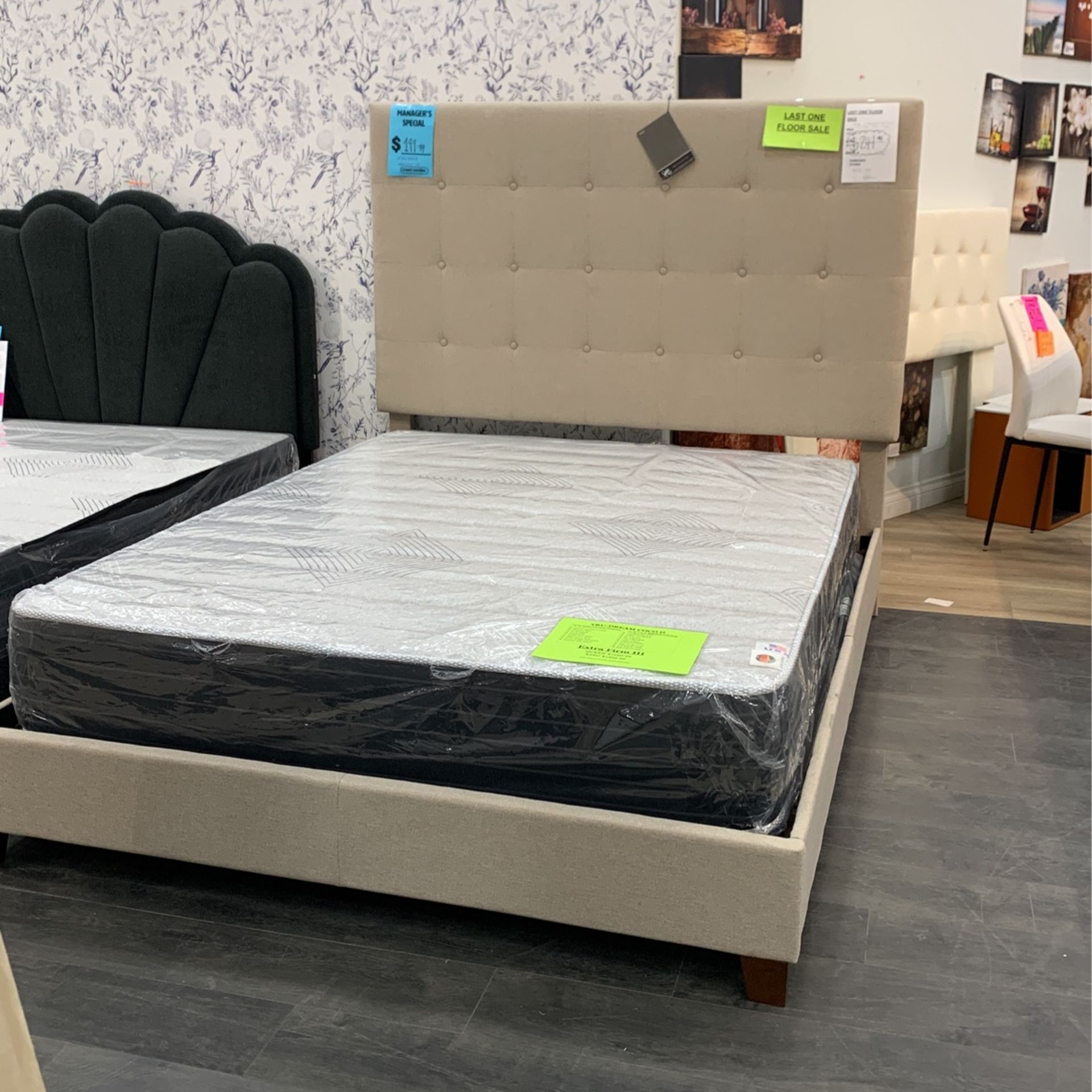 Delante Queen Upholstered Bedframe (LAST ONE FLOOR MODEL)