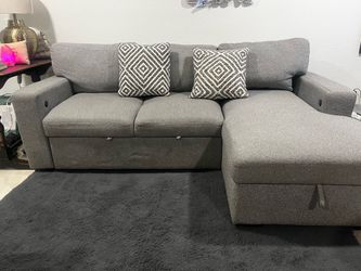 Gray Fabric Sectional Sofa with Chaise