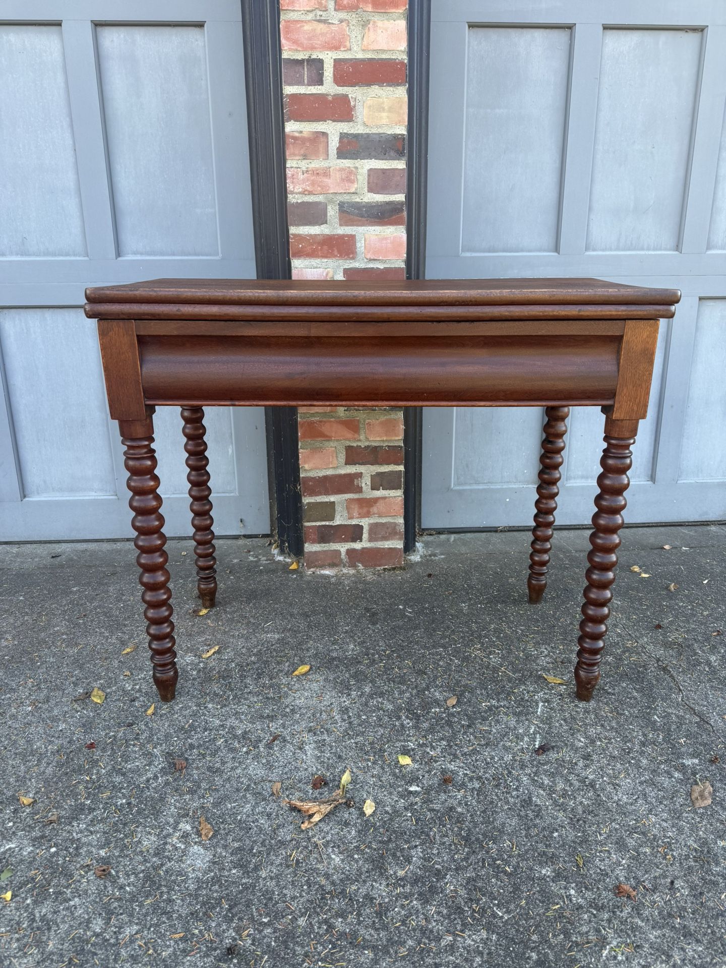 Antique Console Game Table - Bobbin Legs