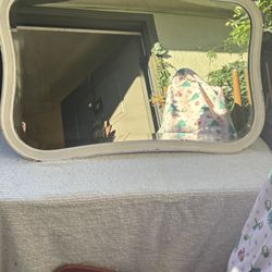 Mirror Beveled Vintage White Wood Frame 