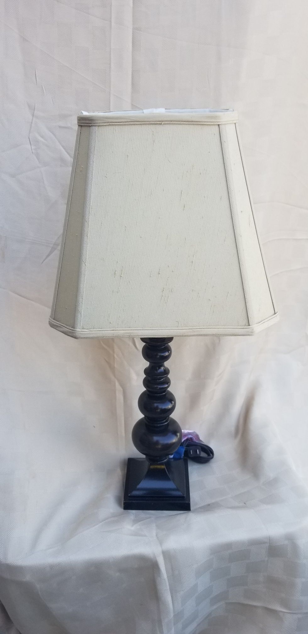 Espresso Lamp Base with cream/linen shade