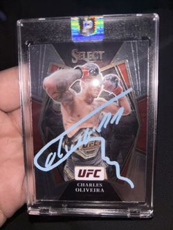 hand signed charles oliveira card with verification card