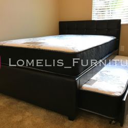 Full/Twin Expresso Trundle Beds w. Orthopedic Mattresses Included 