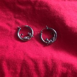 Sterling Silver Cat Earrings 