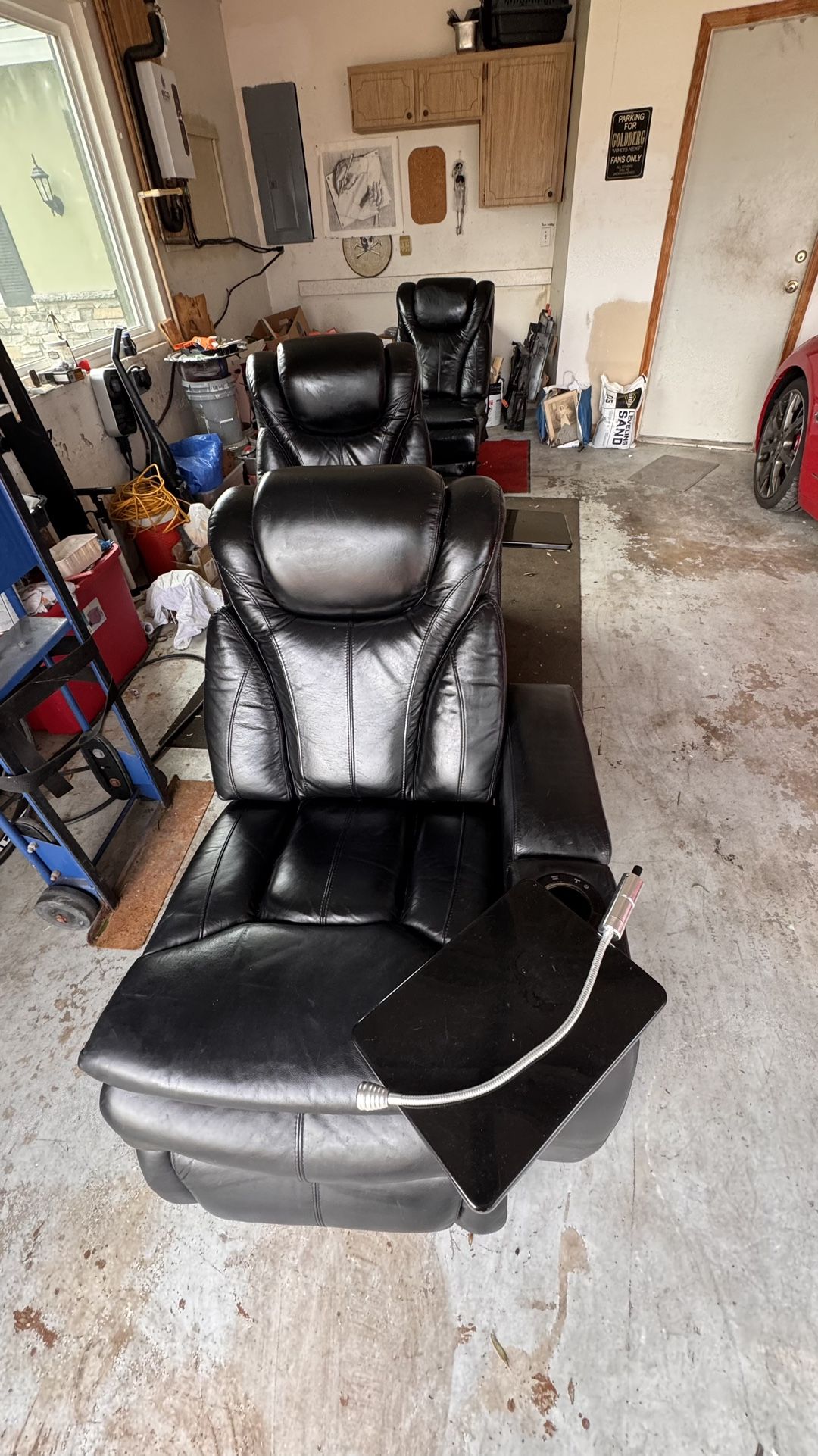 3 Theater Style Leather Chairs