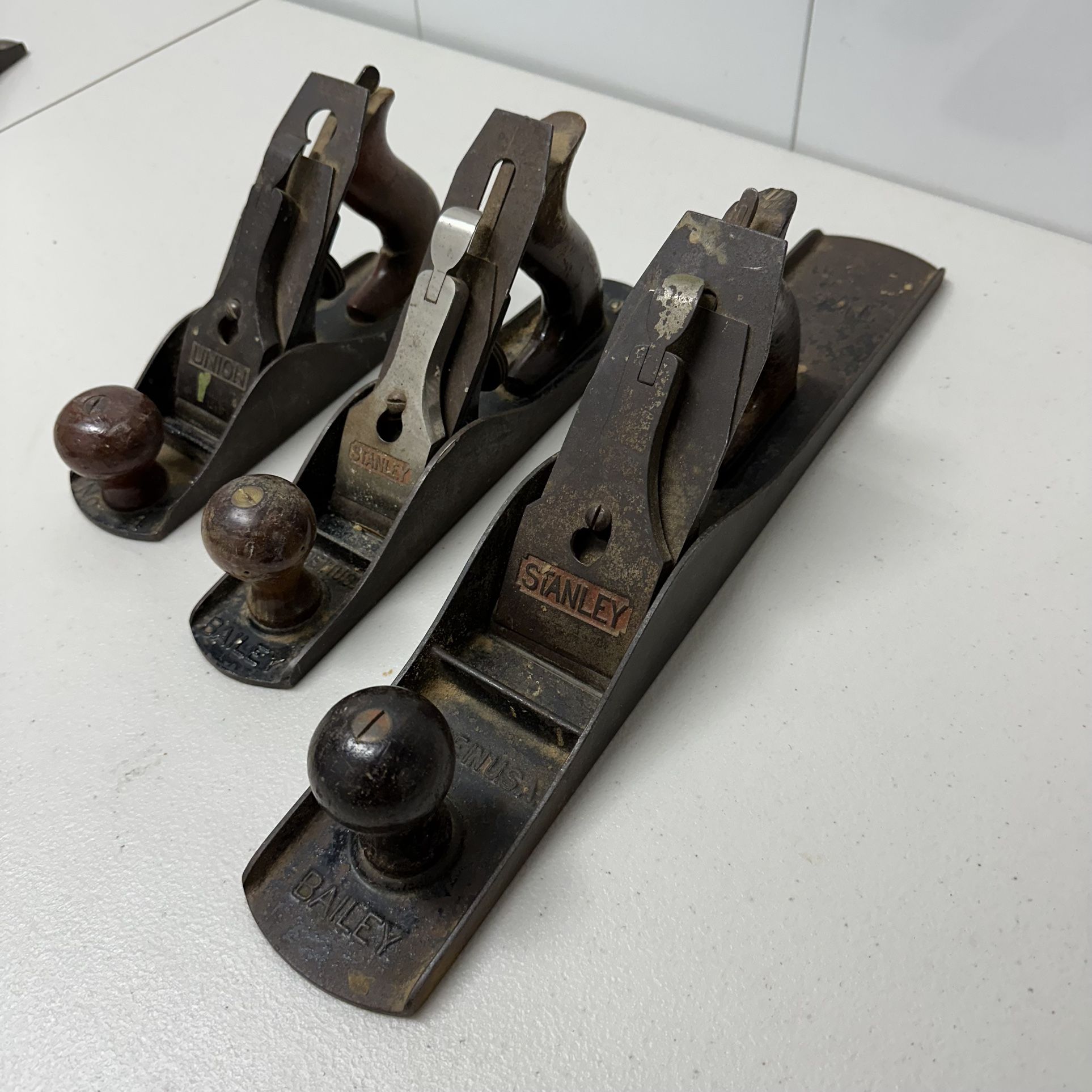 Set of 3 Vintage Woodworking Planes - Union & Stanley