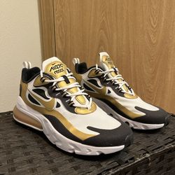 Nike Air Max 270 React White Metallic Gold Size 9.5 Men 