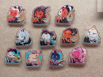 Helluva Boss Acrylic Pin Set (11pc chibi-style lot)