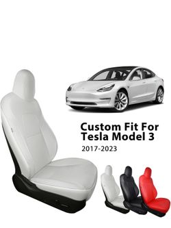 Custom White Leather Seat Cover For Tesla Model 3