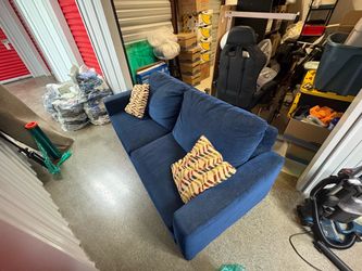 Blue Fabric Two-Seat Sofa
