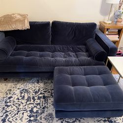 Article 72” Blue Velvet Couch 