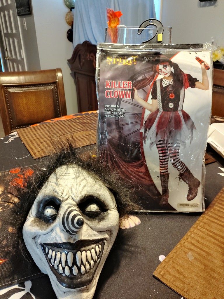 Killer Clown Costume Child Size M 8-10