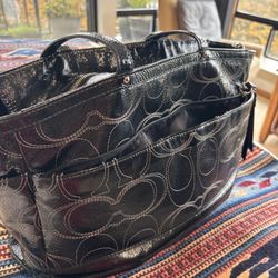 Coach Bag - Black with White Stitching