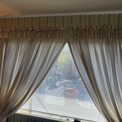 Sheer Curtain Panels with Valance – Fits 8-Foot Window