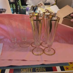 6 Vintage Champagne Glasses 1960s