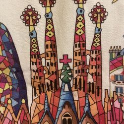 Canvas Tote Bag With Rainbow Water Colors 