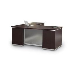 L-Desk - Passage 72"W Bow-Front Desk w/ (1) 2-Drawer & (1) 3-Drawer Files