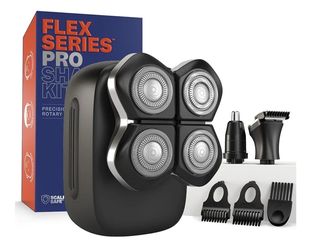 FlexSeries Pro Electric Head & Body Shaver - Mens Cordless Rechargeable Wet/Dry Skull Bald Head Back & Groin Waterproof Razor with Rotary Blades, Clip