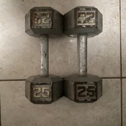 Pair Of 25 Lbs Dumbbells