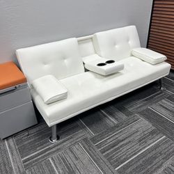 White Futon Foldable Bed / Couch / Living Room