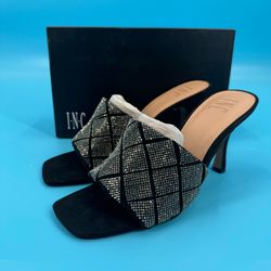 Inc Women's Liah Braided Slide Heels Women's Shoes, pewter bling Sz. 9