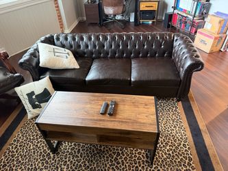 Dark Brown Leather Chesterfield Sofa