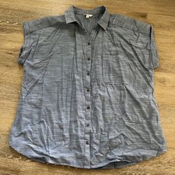 SONOMA Women’s Size XXL Blue Sleeveless Button-Down Shirt   