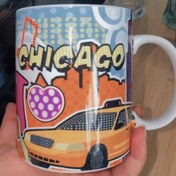 Chicago Souvenir Coffee Mug – Pop Art Style City Skyline