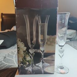 Gorham Crystal Champagne Flutes Florentine Set of 2 Hand Craft Gorham Mark 8h