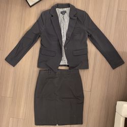 Business Attire: Blazer And Skirt (grey) 
